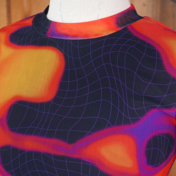 Poster Girl Heatmap Print Mesh Bodycon Cutout Mini Dress Size M - Picture 5 of 15